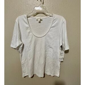 NWT Women’s Nordstrom Treasure & Bond white boat neck shirt blouse, size Large L